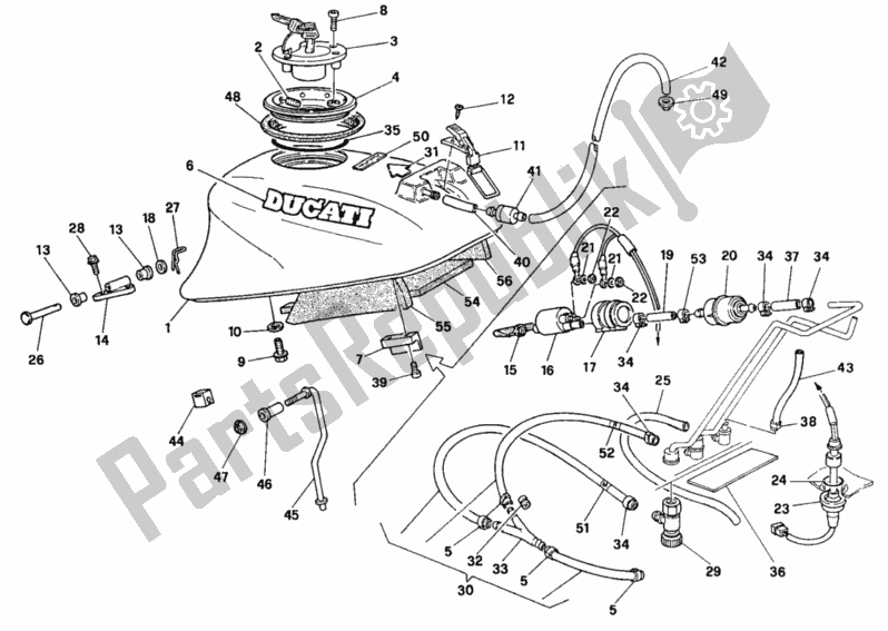 All parts for the Fuel Tank of the Ducati Supersport 600 SS 1996